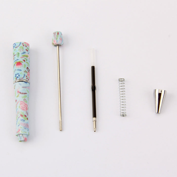 Wholesale Ballpoint Pen Plastic Printed Flower Bead Pen Turning JDC-BP-HongD017