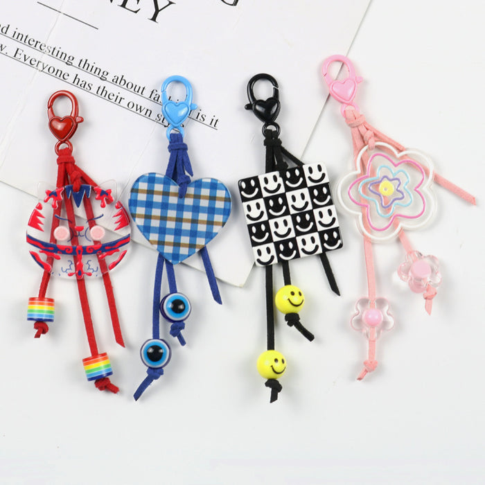 Wholesale pendant acrylic beaded keychain pendant MOQ≥2 JDC-KC-YChen001