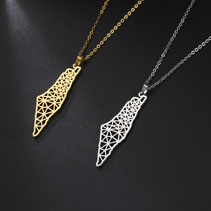 Wholesale Necklace Stainless Steel Irregular Triangle Pattern Hollow JDC-NE-QiJu007