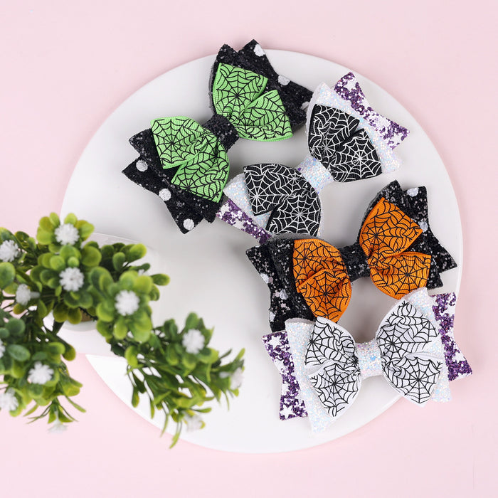 Wholesale Children's Hair Clip Halloween Bat Bow Leather JDC-HC-qiun006