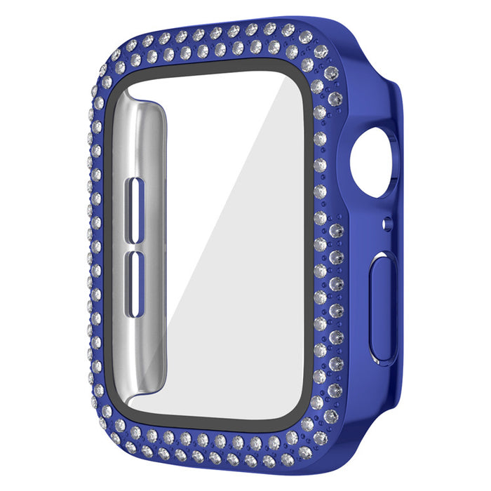 Wholesale Watch Case PC Double Row Flash Diamond Belt Film iWatch Protective Cases MOQ≥2 JDC-WD-KuYue001