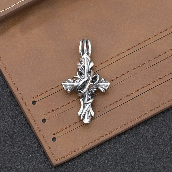 Jewelry WholesaleWholesale S925 Sterling Silver Vine Cross Pendant Charms JDC-CS-XiangT001 charms 祥泰 %variant_option1% %variant_option2% %variant_option3%  Factory Price JoyasDeChina Joyas De China