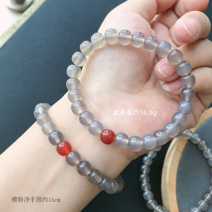 Jewelry WholesaleWholesale Natural Purple Grey Agate Chalcedony Bracelet JDC-BT-BaiM003 Bracelet 百慕 %variant_option1% %variant_option2% %variant_option3%  Factory Price JoyasDeChina Joyas De China