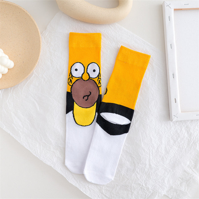 Wholesale spring female cartoon creative pattern straight sports socks JDC-SK-YMS001