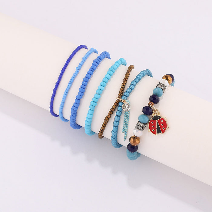 Wholesale Bracelet Rice Beads Alloy Glass Beads Handmade Multilayer Bohemian 10pcs JDC-BT-JINA004