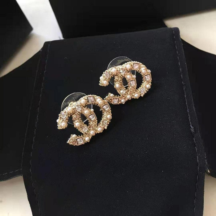 Jewelry WholesaleWholesale Pearl Rhinestone S925 Silver Post Brass Earrings MOQ≥2 JDC-ES-LQue002 Earrings 蓝鹊 %variant_option1% %variant_option2% %variant_option3%  Factory Price JoyasDeChina Joyas De China