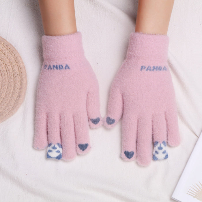 Wholesale Gloves Polyester Cute Panda Warm and Cold Protection Touch Screen MOQ≥2 JDC-GS-JiaT010