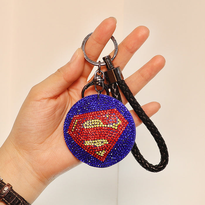 Wholesale Leather Cord Rhinestone Keychain (M) JDC-KC-Huofan001