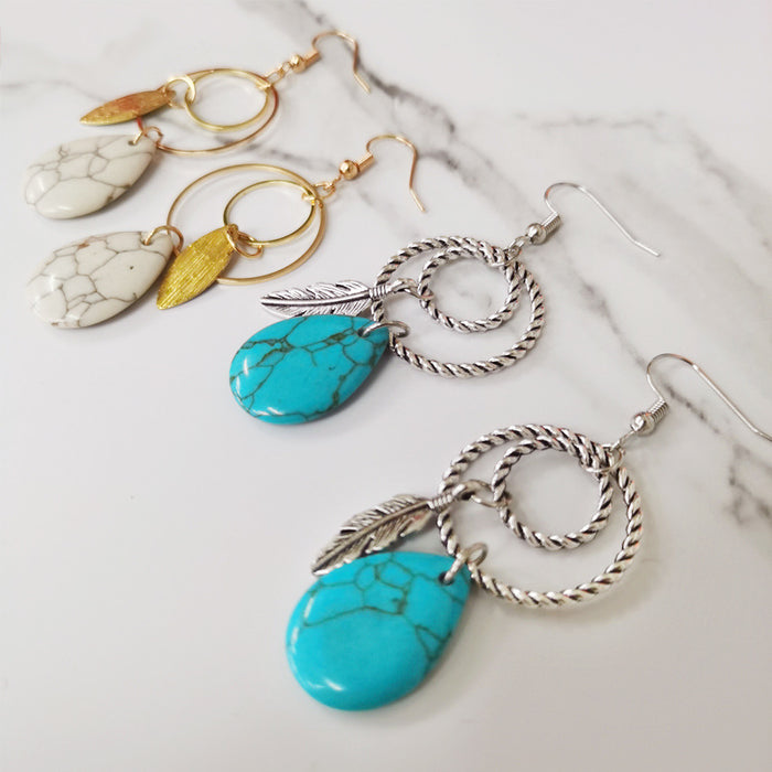 Wholesale Earrings Alloy Vintage Bohemian Turquoise 2 Pairs JDC-ES-HeYi091