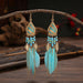 Jewelry WholesaleWholesale Boho Rice Beads Feather Tassel Alloy Earrings JDC-ES-Daiq030 Earrings 黛茜 %variant_option1% %variant_option2% %variant_option3%  Factory Price JoyasDeChina Joyas De China