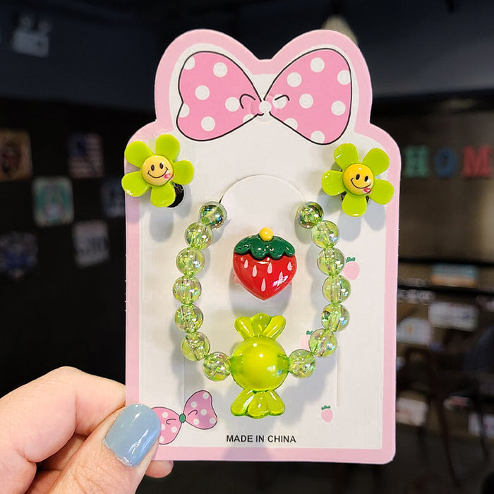 Jewelry WholesaleWholesale Children's Bracelet Ring Ear Clip Jewelry 4 Piece Set (M) JDC-BT-QingM005 Bracelet 青曼 %variant_option1% %variant_option2% %variant_option3%  Factory Price JoyasDeChina Joyas De China