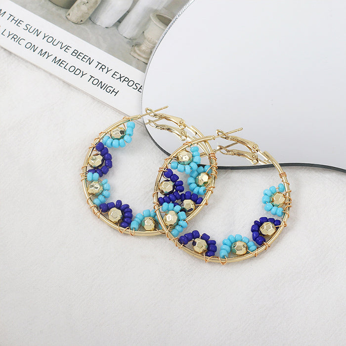 Wholesale Big Circle Rice Bead Earrings MOQ≥2 JDC-ES-Yir013