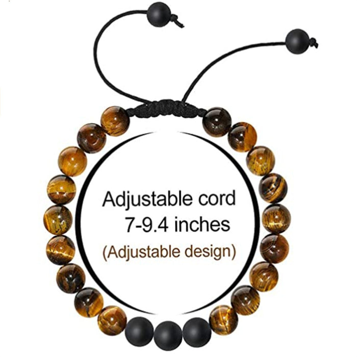 Wholesale 8mm Natural Yellow Tiger Eye Braided Bracelet Adjustable JDC-BT-YinY006