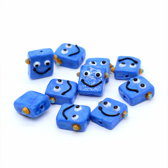 Wholesale Pendant Glass Beads Cute Robot Diy Glass Beaded Accessories MOQ≥2 JDC-PT-BiLai001