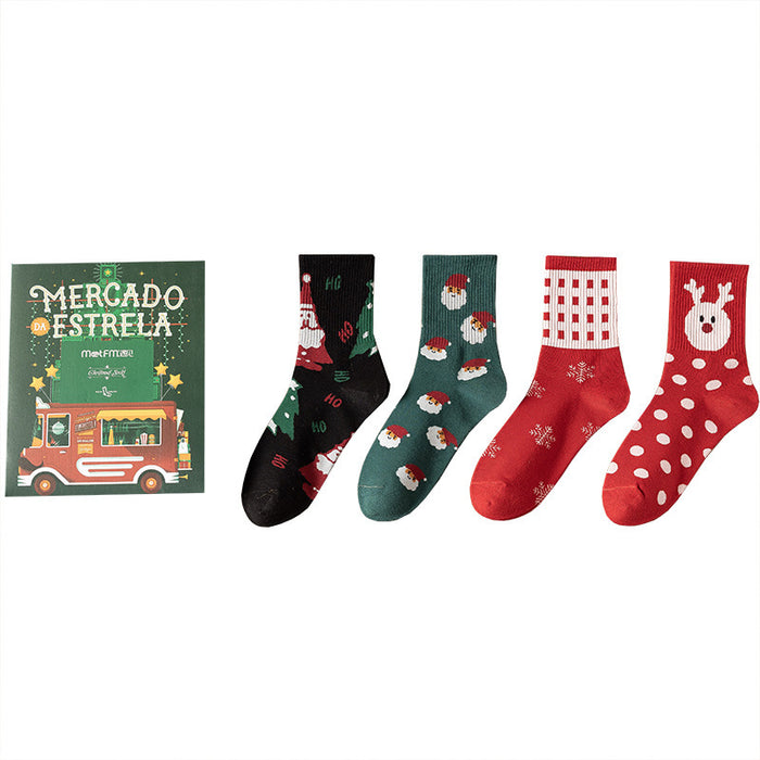 Wholesale Sock Cotton Mid Tube Christmas Cartoon Gift Box Cute MOQ≥2 JDC-SK-BZX002