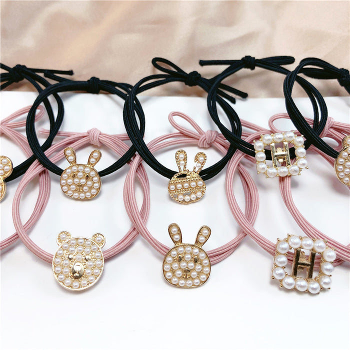 Jewelry WholesaleWholesale rabbit pearl metal hair rope (M) JDC-HS-Jiax024 Hair Scrunchies 佳芯 %variant_option1% %variant_option2% %variant_option3%  Factory Price JoyasDeChina Joyas De China