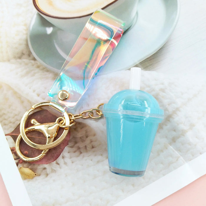 Wholesale Into Oil Pearl Milk Tea Metal Keychain MOQ≥2 JDC-KC-YChen006