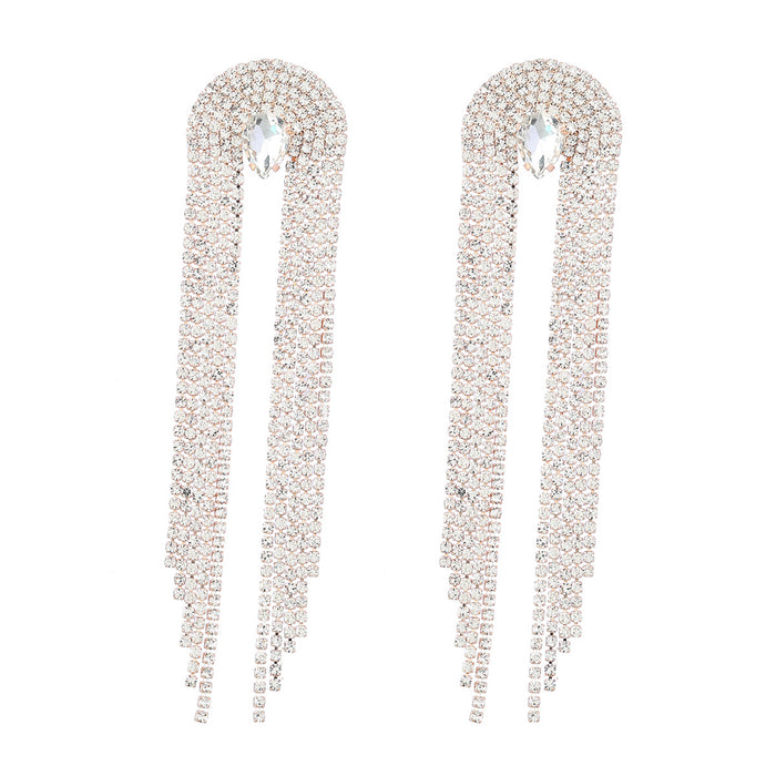 Wholesale Claw Chain Alloy Diamond Tassel Earrings Alloy Rhinestone Glass Drill JDC-ES-JL1077