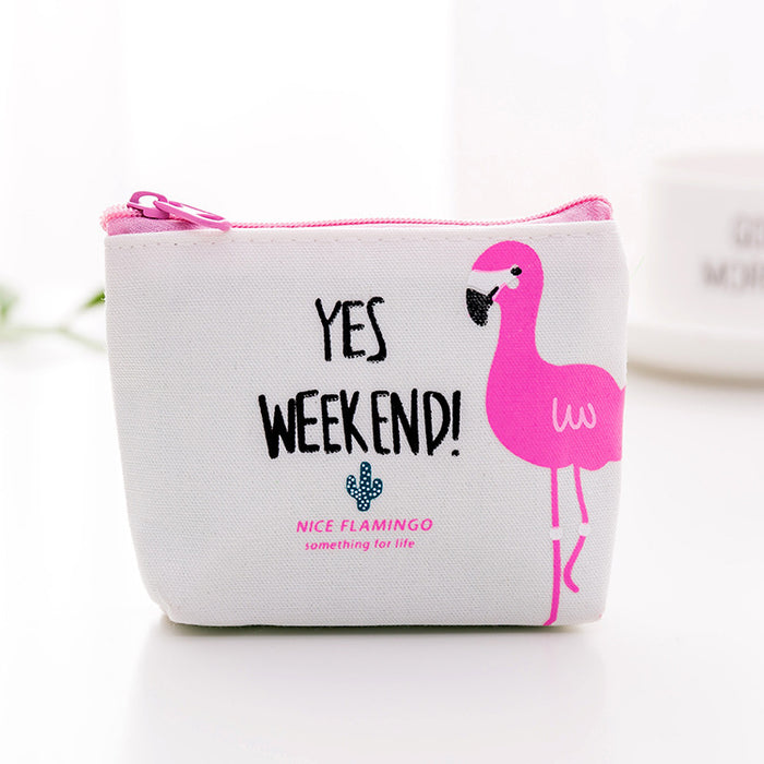 Wholesale Cartoon Flamingo Canvas Coin Purse MOQ≥3 JDC-WT-Xiaom001