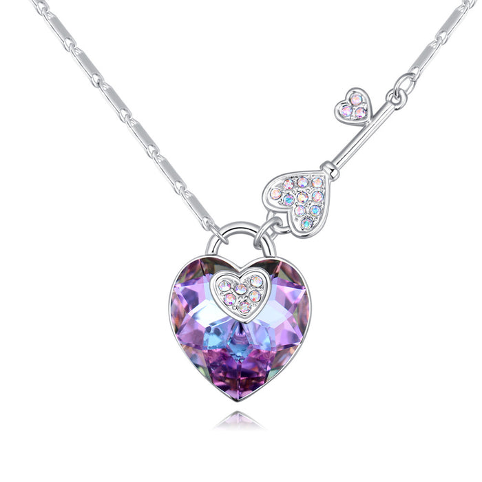 Jewelry WholesaleWholesale Ladies Key Heart Shape Color Crystal Pendant Necklace JDC-NE-JYS003 necklaces 静夜思 %variant_option1% %variant_option2% %variant_option3%  Factory Price JoyasDeChina Joyas De China