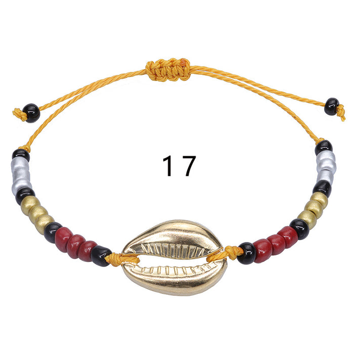 Jewelry WholesaleWholesale acrylic shell colored rice beads hand-woven bohemian anklets JDC-AS-Yiye001 Anklets 益烨 %variant_option1% %variant_option2% %variant_option3%  Factory Price JoyasDeChina Joyas De China