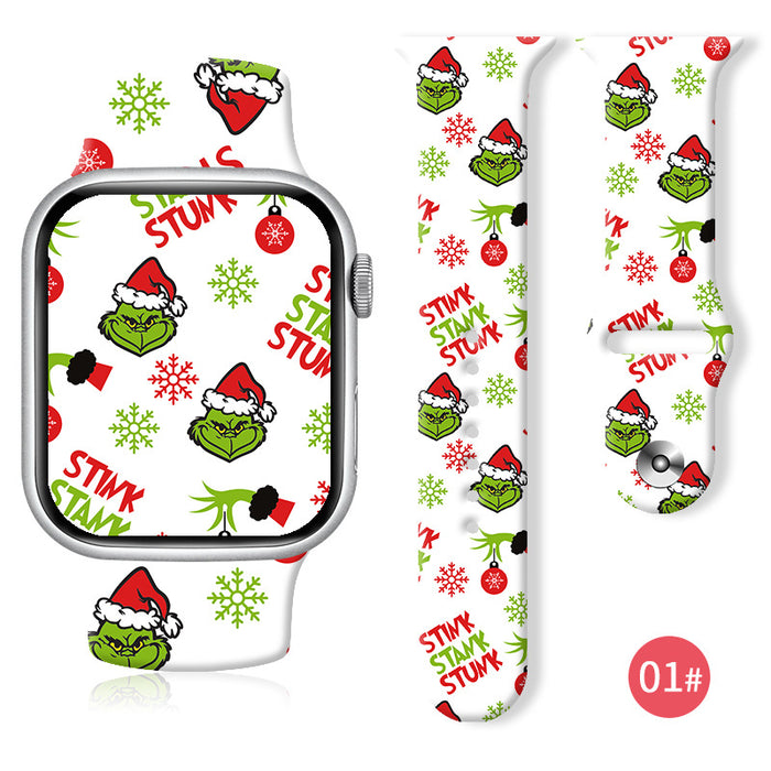 Wholesale Cartoon Christmas Silicone Strap Suitable for Apple Watch Strap JDC-WD-NuoQi004