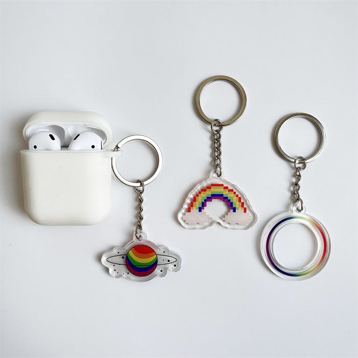 Jewelry WholesaleWholesale LGBT Rainbow Acrylic Keychain Bag Bag Pendant Double Sided Pendant JDC-KC-HeRun001 Keychains 和润 %variant_option1% %variant_option2% %variant_option3%  Factory Price JoyasDeChina Joyas De China