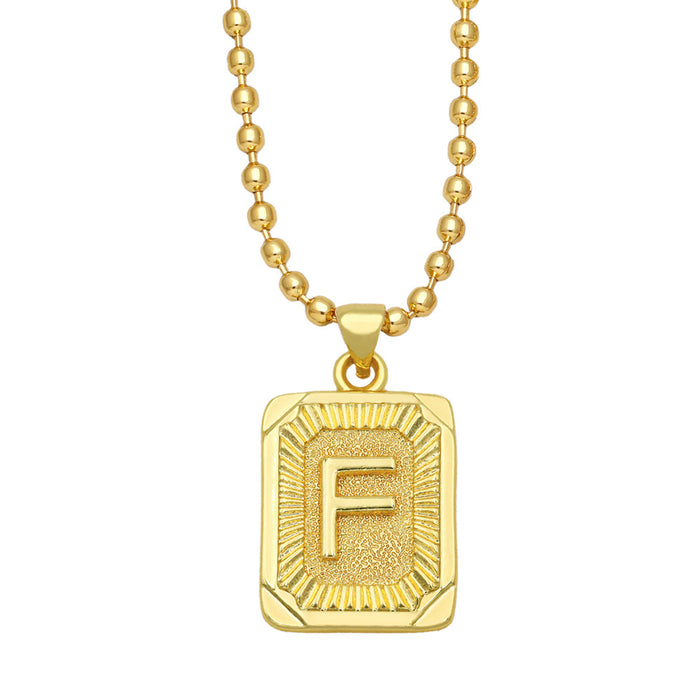 Wholesale Fashion Versatile 26 English Alphabet Necklaces Plated 18K Gold Square Letters JDC-NE-AS586