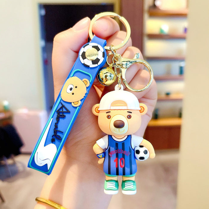 Wholesale Keychains For Backpacks holding ball cartoon bear cute doll car key chain MOQ≥2 JDC-KC-GHui019