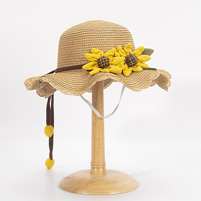 Wholesale Children Sunflower Papyrus Sun Protection Hat Straw Hat JDC-SH-ZYuan006