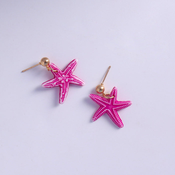 Wholesale Earrings Resin Cute Stereoscopic Starfish JDC-ES-SHIYU007