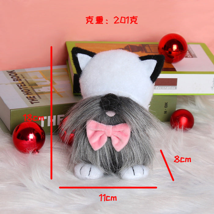 Wholesale Ornaments Cloth Fill Cotton Cute Standing Cat Faceless Doll JDC-OS-GangL043