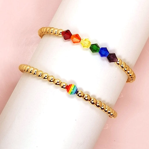 Jewelry WholesaleWholesale same sex jewelry rainbow beaded crystal black gallstone six color gold beads lgbt bracelet MOQ≥2 JDC-BT-HaoL015 Bracelet 豪灵 %variant_option1% %variant_option2% %variant_option3%  Factory Price JoyasDeChina Joyas De China