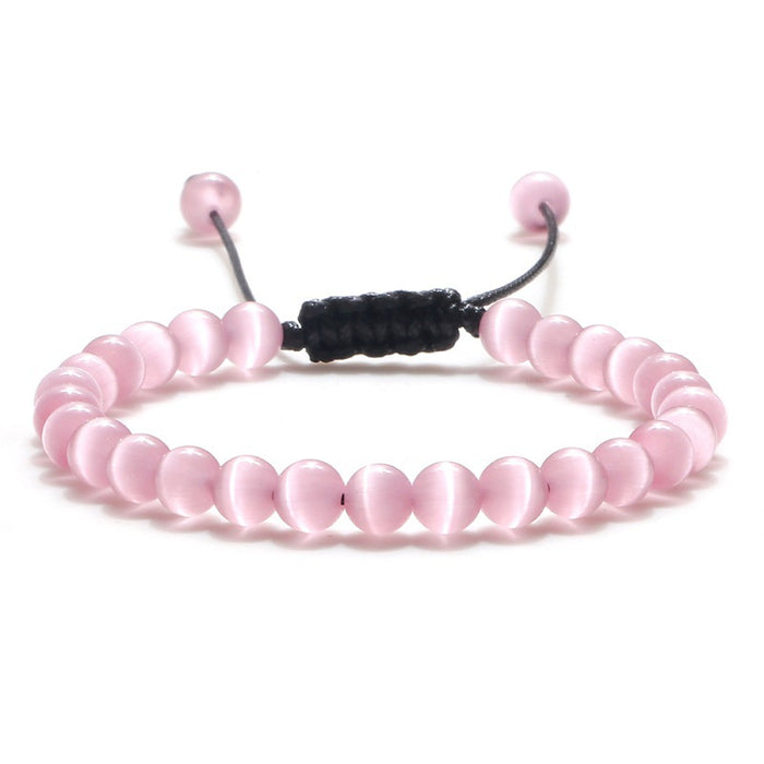 Pulsera de cuentas de ojo de gato natural al por mayor mano ajustable tejido simple JDC-BT-LIEHUO003