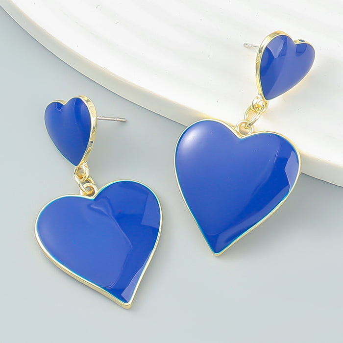 Wholesale Multilayer Heart Shaped Alloy Oil Drip Earrings JDC-ES-JL1013