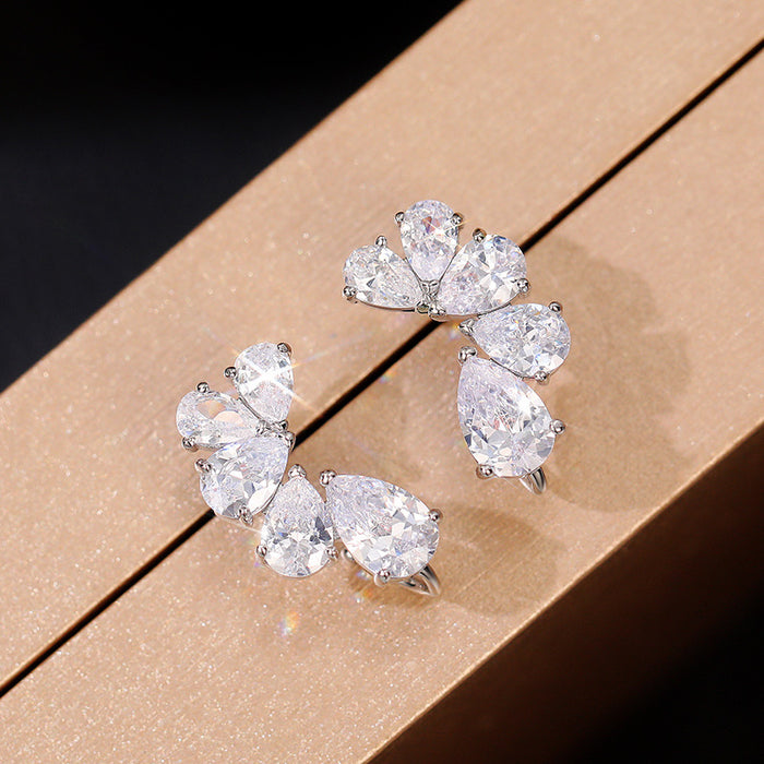 Wholesale Earrings Copper Zircon Petals MOQ≥2 JDC-PREMCAOS-ES-003