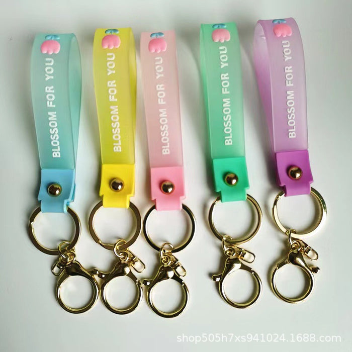 Wholesale Keychain PVC Soft Rubber Flower Translucent Lanyard MOQ≥10 JDC-KC-ZaoYang002