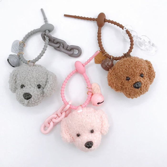 Wholesale woolen teddy dog pendant keychain lanyard JDC-KC-GeL003