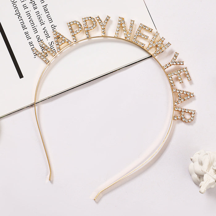 Wholesale Headband Metal Rhinestones HAPPY NEW YEAR Party JDC-HD-ShangB001