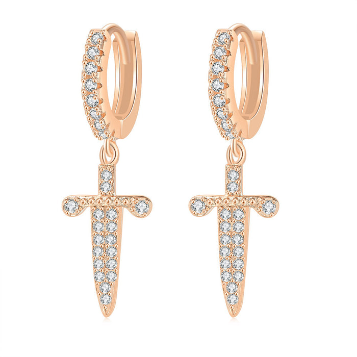 Jewelry WholesaleWholesale Cross Ear Buckle Copper Micro Set Zircon Full Diamond Earrings JDC-ES-ZY003 Piercing 佐伊凯丽 %variant_option1% %variant_option2% %variant_option3%  Factory Price JoyasDeChina Joyas De China