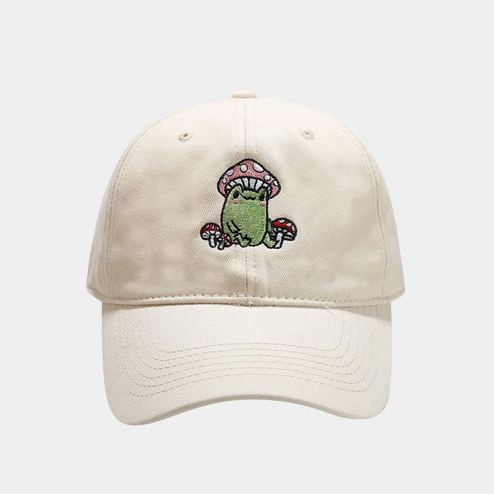 Wholesale Cartoon Frog Mushroom Embroidery Cotton Baseball Cap MOQ≥2 JDC-FH-LvYi013