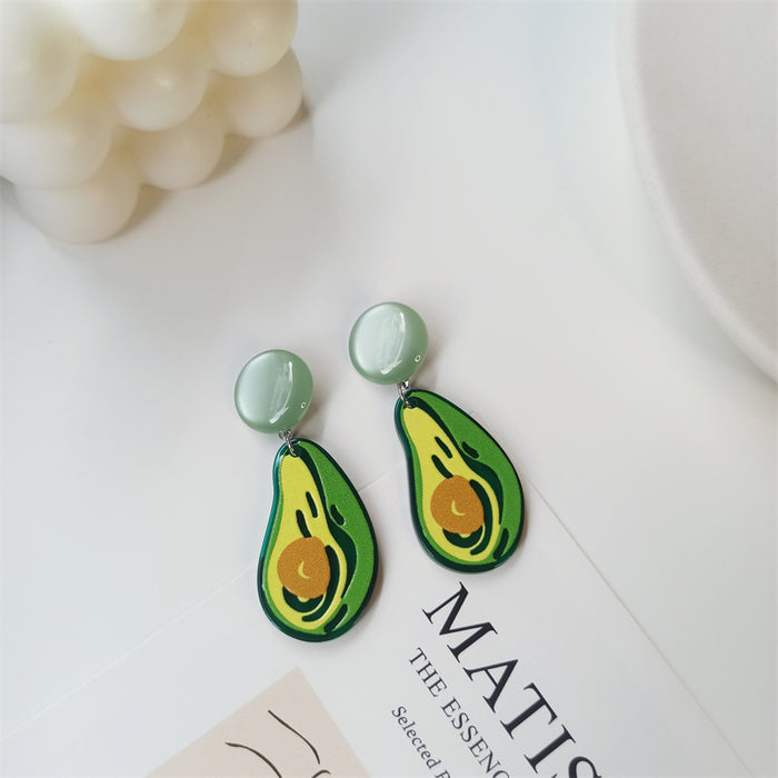 Jewelry WholesaleWholesale graffiti print watermelon pineapple avocado grape fruit acrylic earrings S925 silver needle JDC-ES-FX001 Earrings 繁瑆 %variant_option1% %variant_option2% %variant_option3%  Factory Price JoyasDeChina Joyas De China