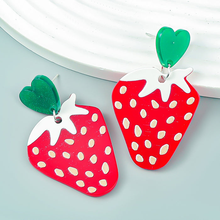 Wholesale plastic small fresh geometric resin strawberry mushroom earrings MOQ≥2 JDC-ES-jiul007