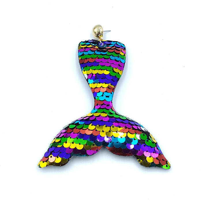 Wholesale Reflective Sequin Mermaid Tail Earrings JDC-ES-DY020