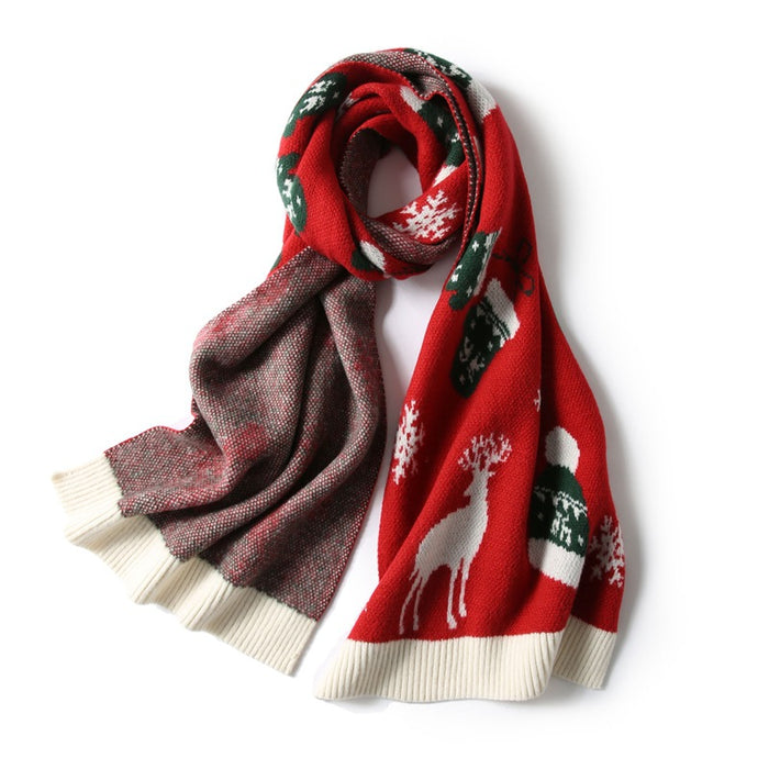 Wholesale Scarf Imitation Cashmere Winter Warm Thick Red Christmas JDC-SF-Meic001