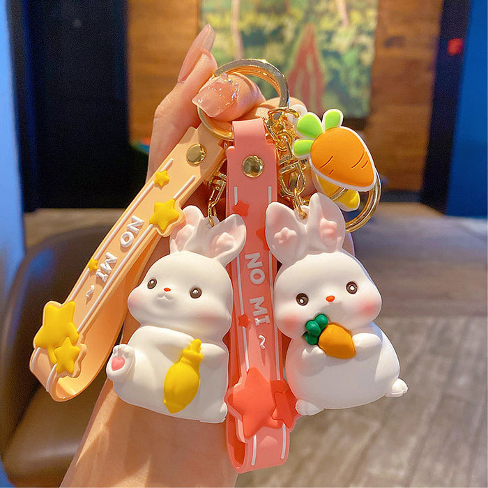 Wholesale Keychains For Backpacks genuine glutinous rice rabbit keychain pendant creative cute bunny couple MOQ≥2 JDC-KC-MSi021