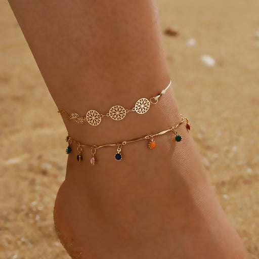 Jewelry WholesaleWholesale color drip geometry cutout disc double layer anklet JDC-AS-C020 Anklet 陌茗 %variant_option1% %variant_option2% %variant_option3%  Factory Price JoyasDeChina Joyas De China