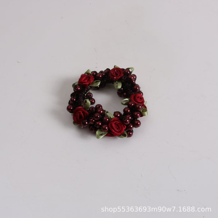 Wholesale ball head flower female head rope hair ring JDC-HS-TengH004