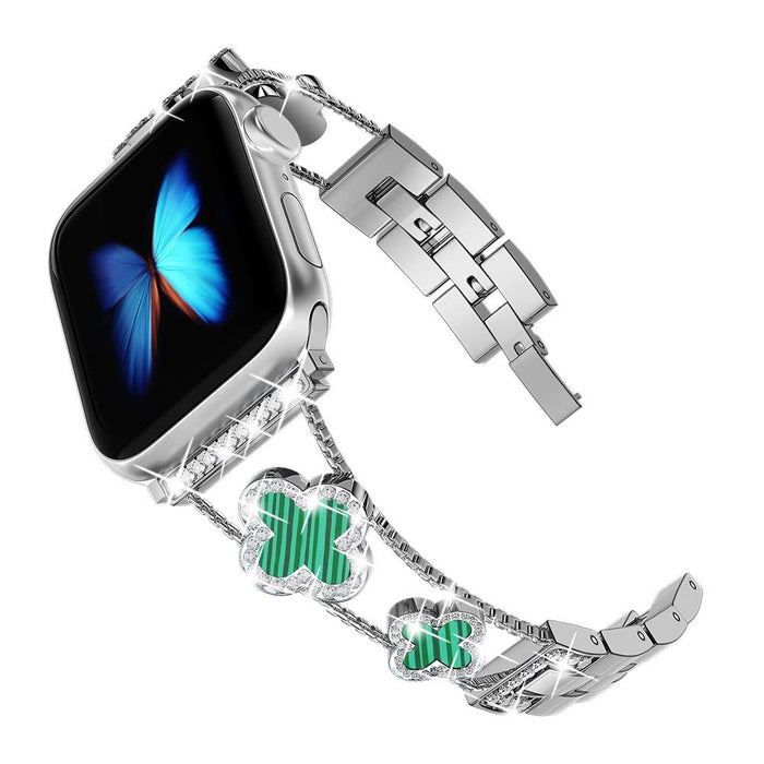 Wholesale Apple Watch Four Leaf Clover Stainless Steel Strap JDC-WB-GQN003