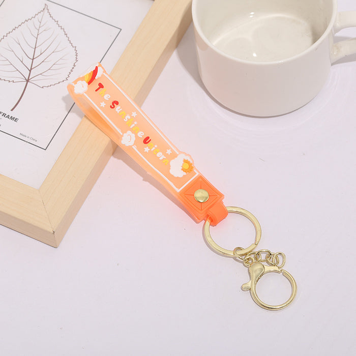 Wholesale Keychain PVC Soft Rubber Cartoon Little Sun Rainbow Lanyard MOQ≥10 JDC-KC-ZaoYang001